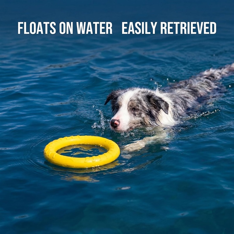 Indestructible Dog Chew Toy - ของเล่นสุนัข จานบินสำหรับสัตว์เลี้ยง ของเล่นฝึกสุนัข EVA แหวนดึงทนทาน ของเล่นลอยน้ำสำหรับสุนัข
