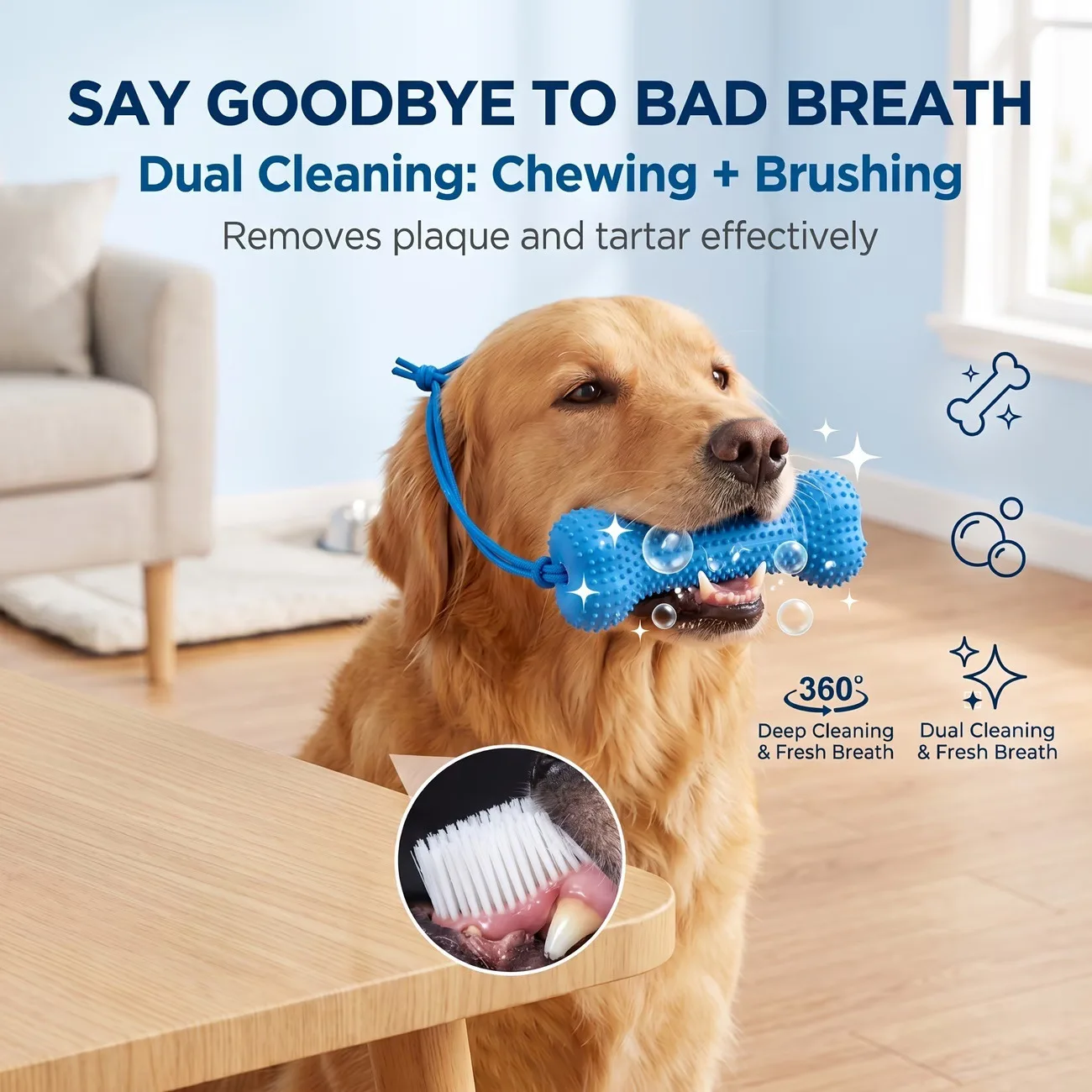 Teeth Cleaning Dog Chew Bone - ของเล่นสำหรับสุนัขแบบใช้ซ้ำได้ ทำจากยางรูปกระดูก ช่วยขัดฟันและทำความสะอาดช่องปาก ทนทาน เหมาะสำหรับสุนัขพันธุ์เล็ก กลาง