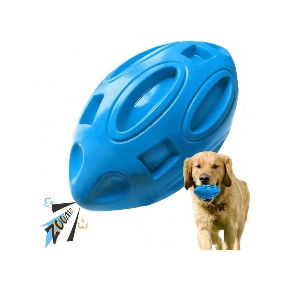 Indestructible Dog Chew Toy - ของเล่นลูกบอลรักบี้สำหรับสุนัข 1 ชิ้น ทนทานต่อการกัด - ลูกบอลยางที่แข็งแรงสำหรับสุนัขที่ชอบกัดเล่นและช่วยบรรเทาอาการคันเหงือก