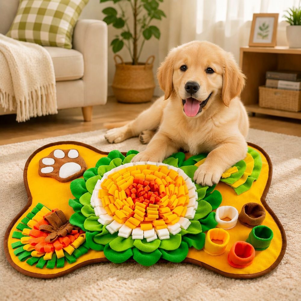 Dog Puzzle Feeder Toy - แผ่นรองสุนัขรูปกระดูก ของเล่นฝึกทักษะการดมกลิ่น ผ้าห่มฝึกทักษะแบบอินเทอร์แอคทีฟ ช่วยให้สุนัขกินอาหารช้าลง สำหรับกิจกรรมประจำวัน