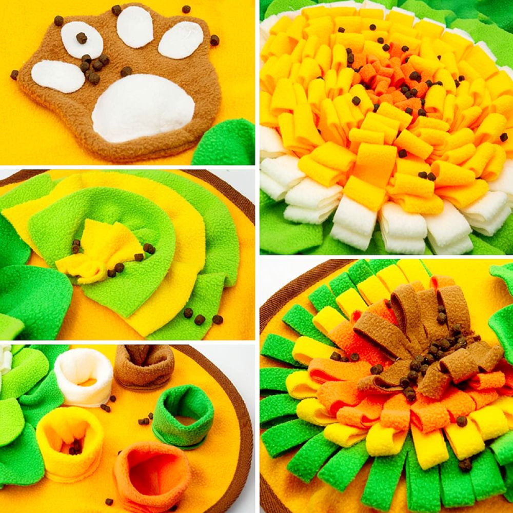 Dog Puzzle Feeder Toy - แผ่นดมกลิ่นสำหรับสุนัข ลายกระดูก ของเล่นปริศนาสำหรับสัตว์เลี้ยง ผ้าห่มฝึกสัตว์เลี้ยงแบบโต้ตอบ ช่วยชะลอการกิน สำหรับแก้ไขพฤติกรรม